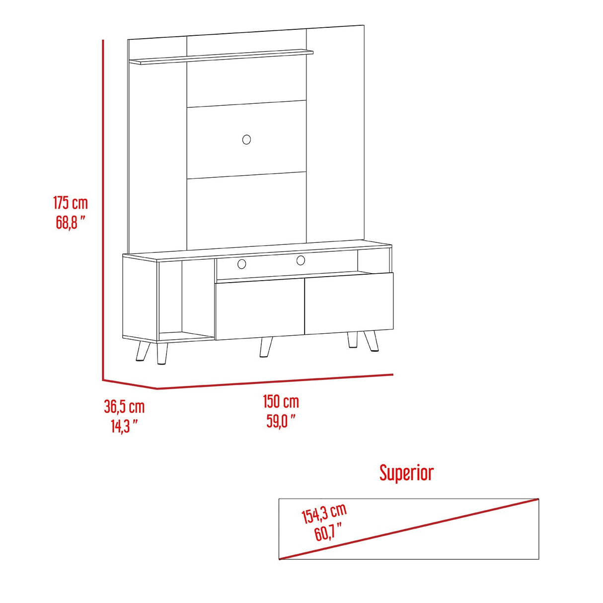 Centro de Entretenimiento Kalima Macadamia 150 cm con Dos Puertas - Muebles de TV | Bylmo
