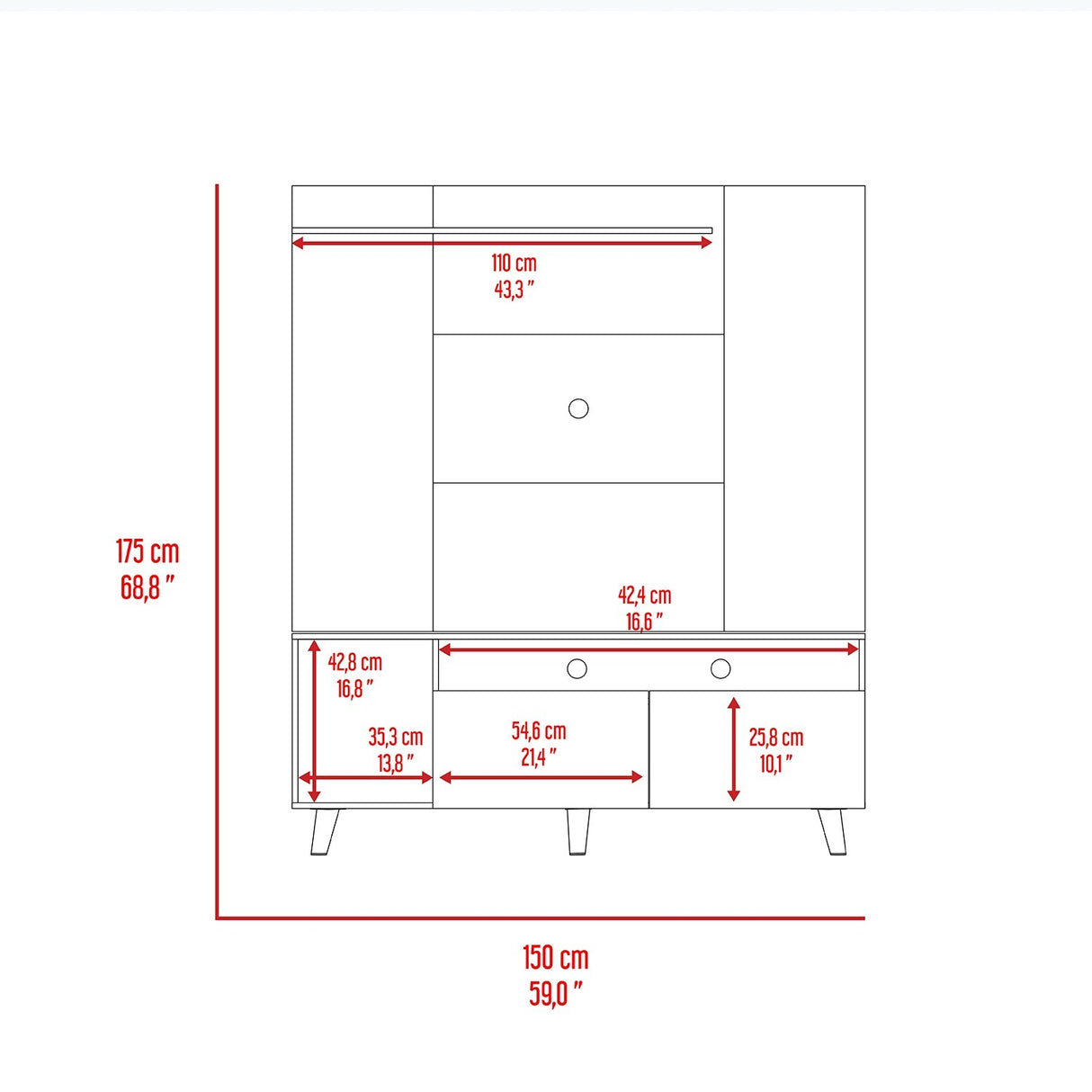 Centro de Entretenimiento Kalima Macadamia 150 cm con Dos Puertas - Muebles de TV | Bylmo