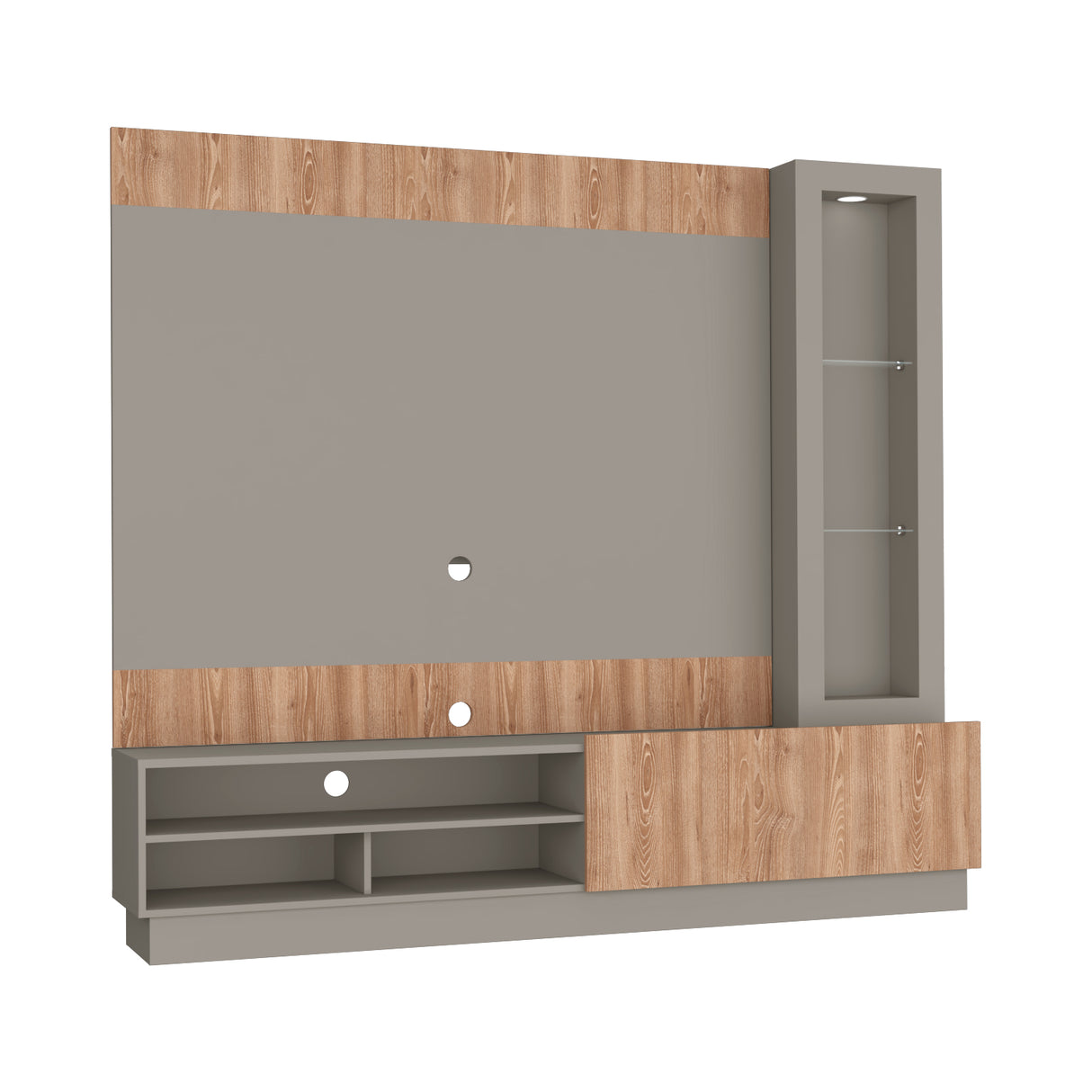 Centro de Entretenimiento Yakarta Taupe 200x180cm Para TV Hasta 70 Pulgadas con Un Cajón y con Ranuras para Cables - Muebles de TV | Bylmo