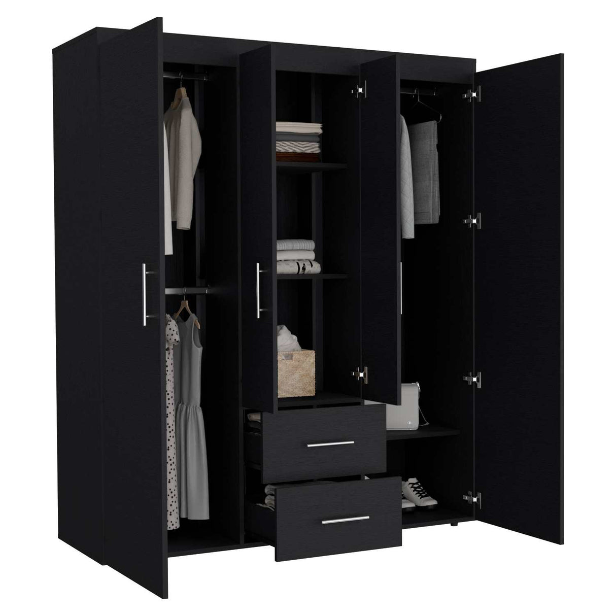 Closet Bariloche Eco Wengue 150 cm con Cuatro Puertas Y Dos Cajones - Closets | Bylmo