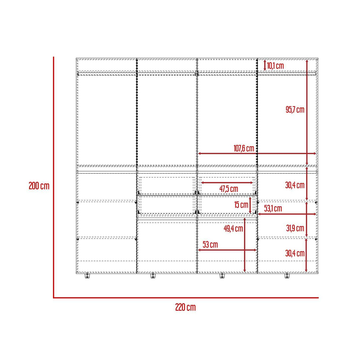Closet Siruela Duna y Plomo 220x200cm con 4 Cajones con 4 Entrepaños - Closets | Bylmo