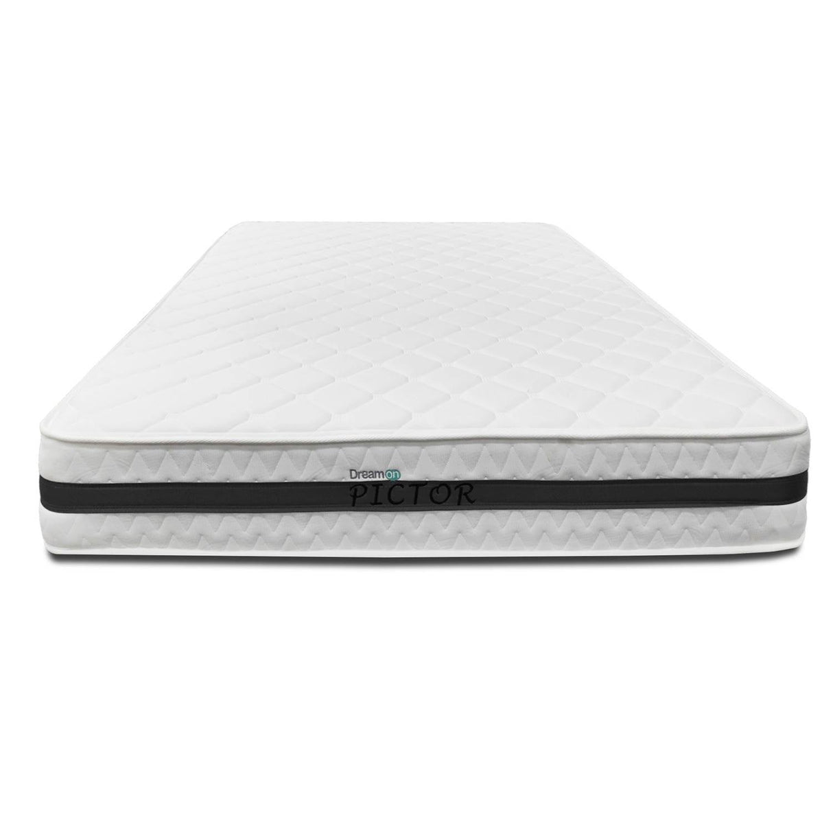 Combo Base Cama y Colchón DreamOn Pictor Gris Queen 160 cm Rectangular con Dos Almohadas