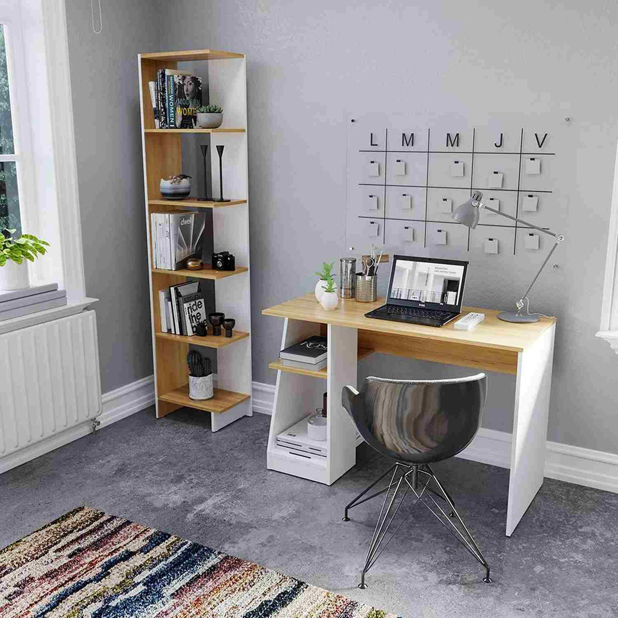 Combo Escritorio y Biblioteca Ragnar Duna 108.5x72.6cm sin Cajones y con Organizador de Libros - Escritorios y Archivadores | Bylmo