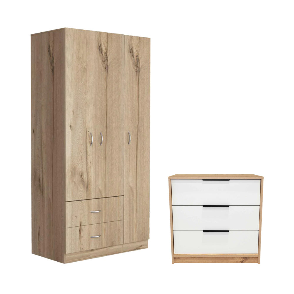 Combo Closet Austral Duna y Comoda Kaia Duna y Blanco
