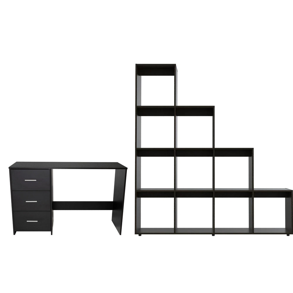 Combo Escritorio Toronto Wengue y Biblioteca Escalera Beijing Wengue