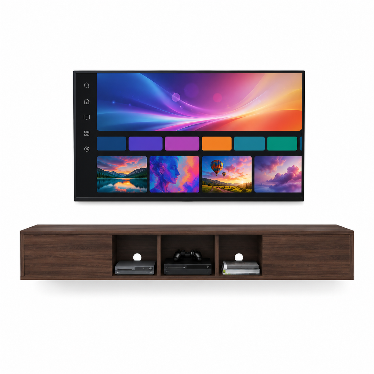 Combo Repisa para TV Glen Nogal y Televisor Smart 32" Full HD LED