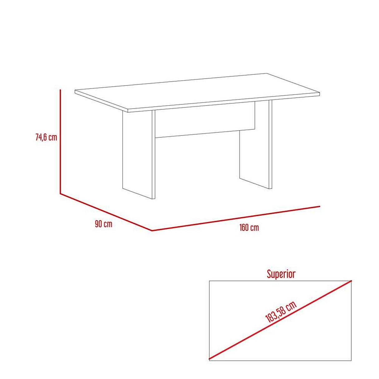 Comedor Rovere 160x160cm Rectangular de Seis Puestos y sin Sillas - Comedores | Bylmo