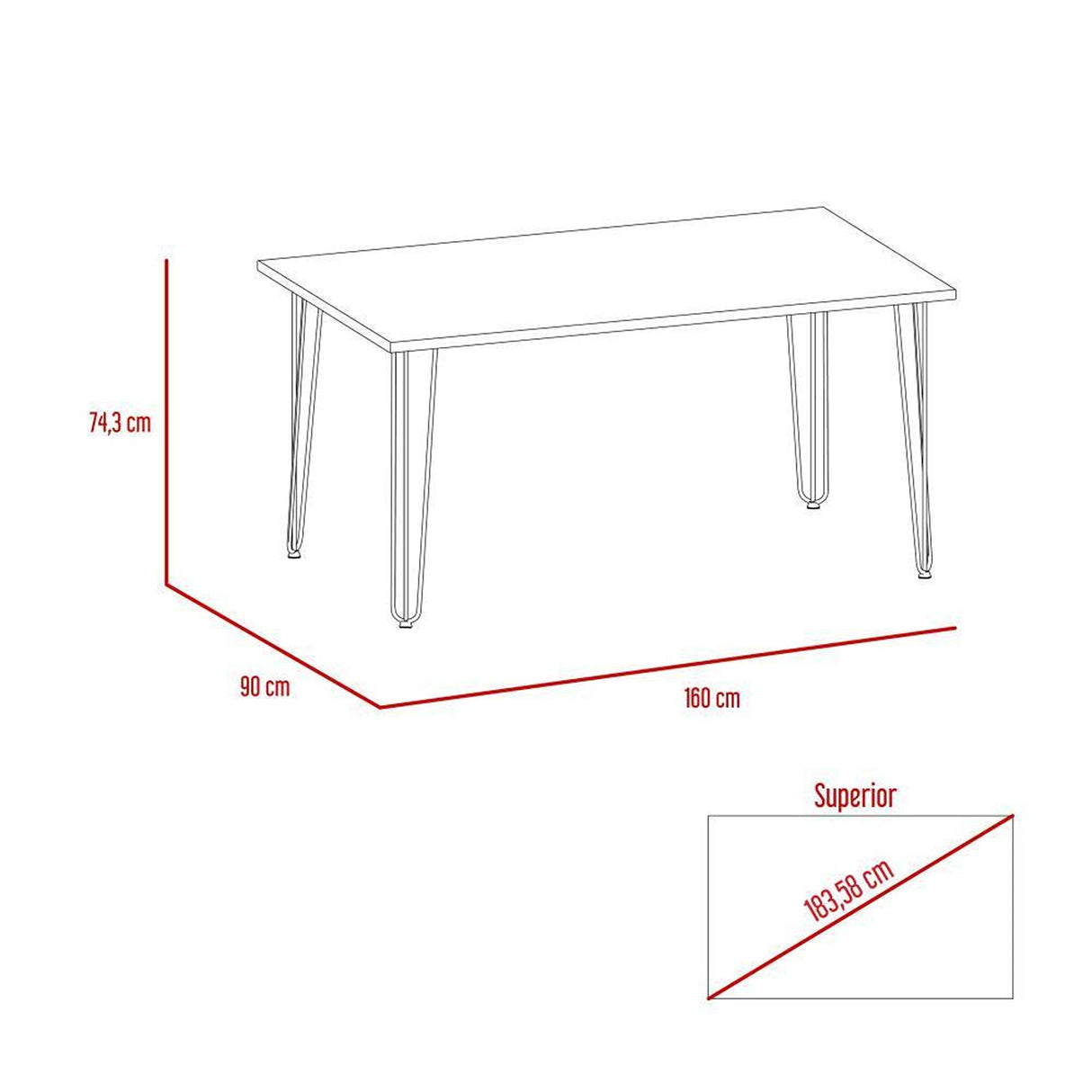Comedor Vassel Caramelo 160x74.3cm Rectangular de Cuatro Puestos y sin Sillas - Comedores | Bylmo