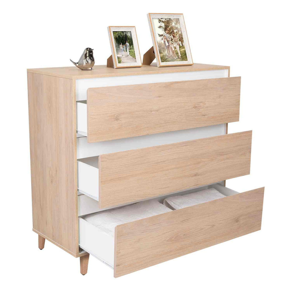 Cómoda Benetti Rovere y Blanco 101.1x100cm De Tres Hileras con Tres Cajones - Cajoneras | Bylmo