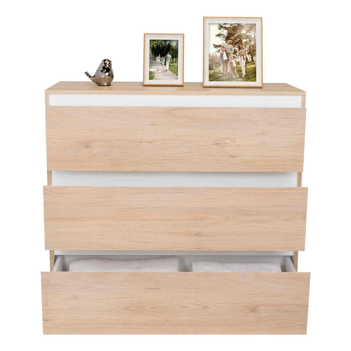 Cómoda Benetti Rovere y Blanco 101.1x100cm De Tres Hileras con Tres Cajones - Cajoneras | Bylmo
