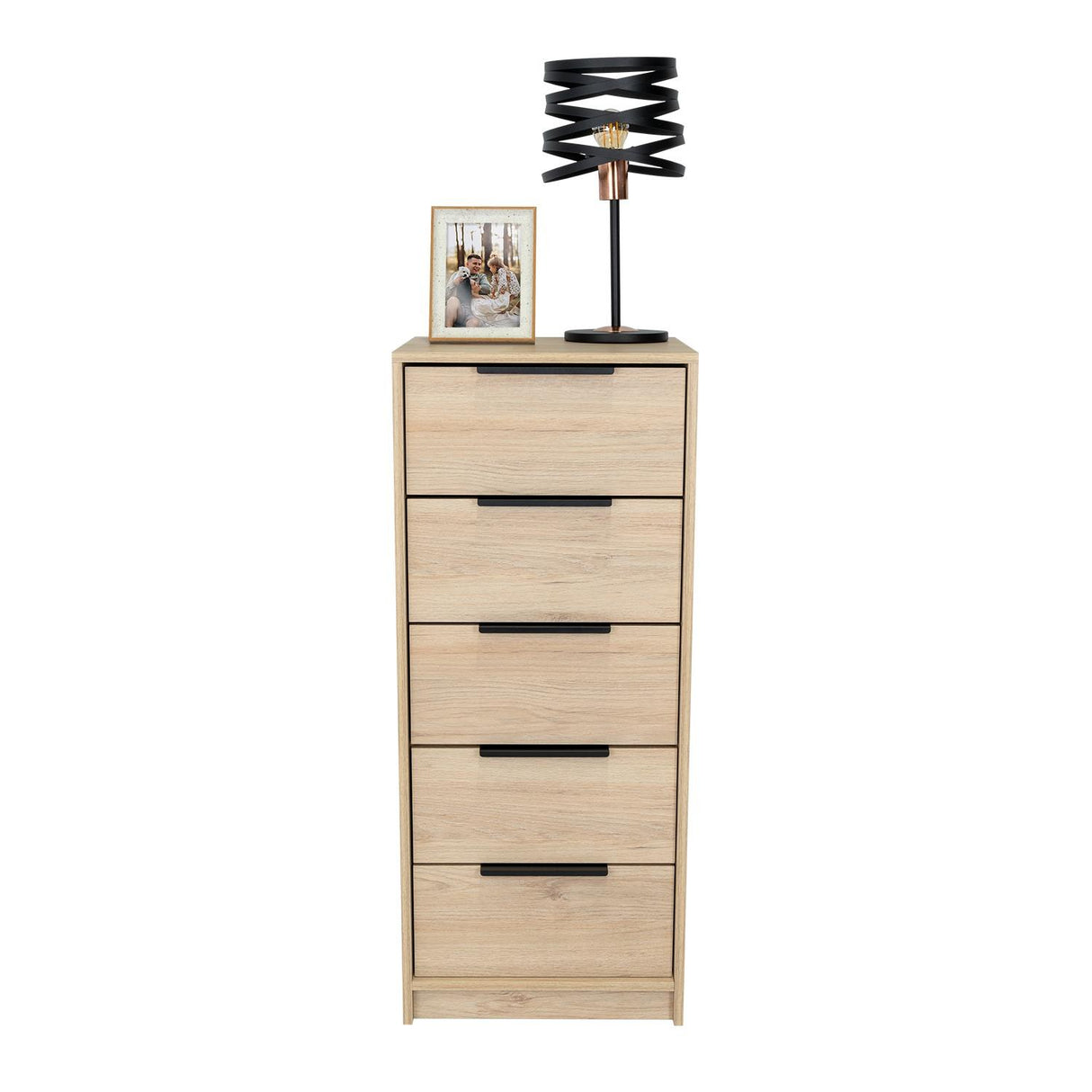 Cómoda Kaia Rovere y Blanco 45x107.8cm De Cinco Hileras con Cinco Cajones - Cajoneras | Bylmo