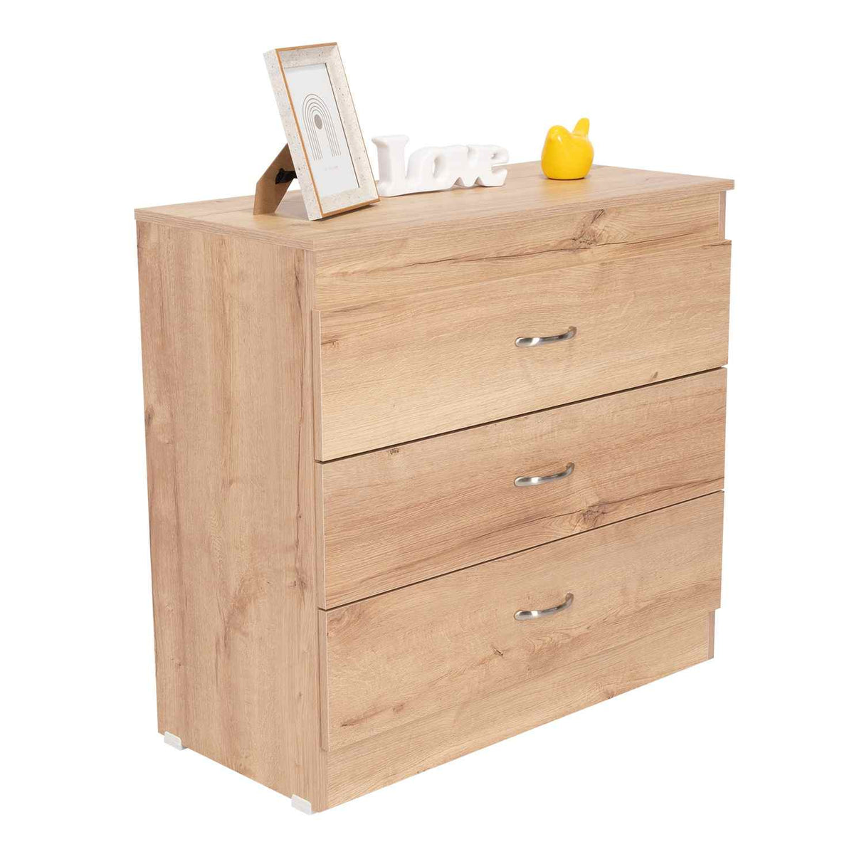 Cómoda Melia Duna y Blanco 80x75cm De Tres Hileras con Tres Cajones - Cajoneras | Bylmo