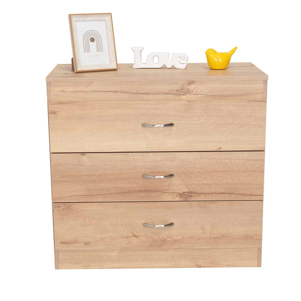 Cómoda Melia Duna y Blanco 80x75cm De Tres Hileras con Tres Cajones - Cajoneras | Bylmo