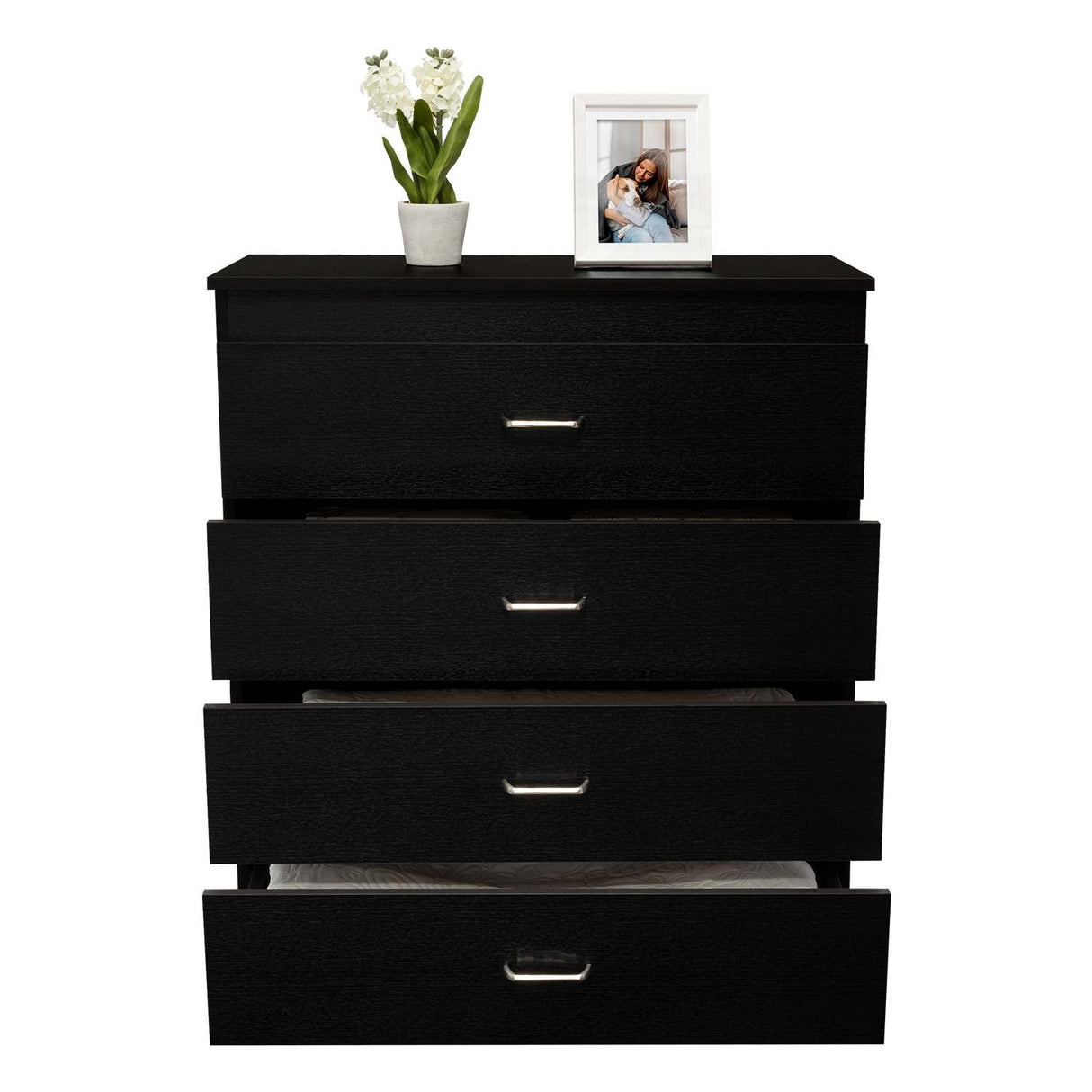 Cómoda Santino Wengue 80x91.1cm De Cuatro Hileras con Cuatro Cajones - Cajoneras | Bylmo