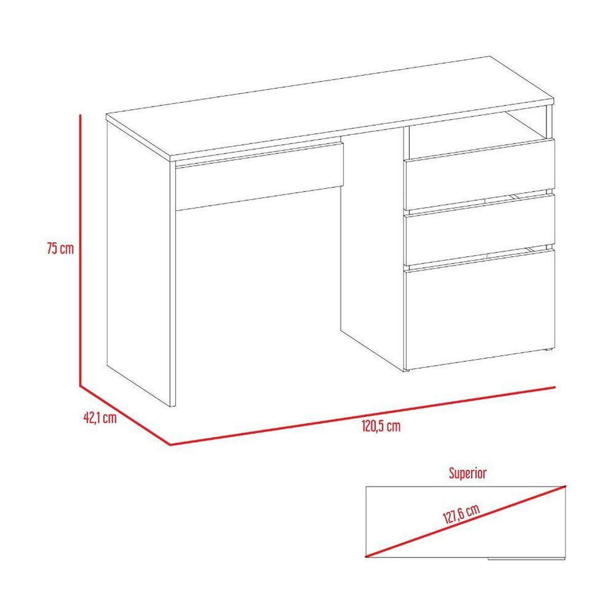Escritorio Dublin Duna 120 cm con Archivador y Cajones - Escritorios y Archivadores | Bylmo