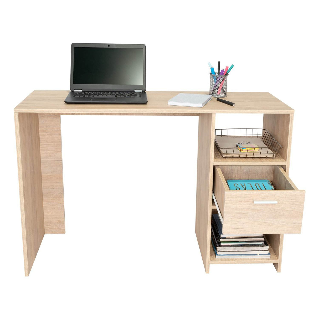 Escritorio Omma Rovere 110 cm con Cajón y Entrepaños - Escritorios y Archivadores | Bylmo