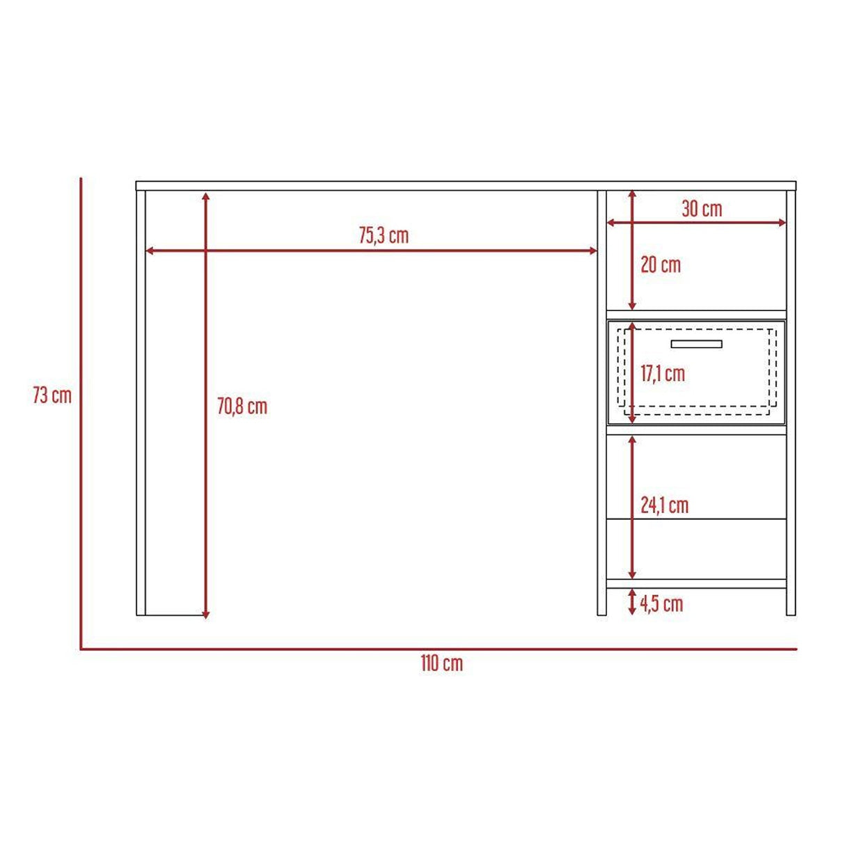 Escritorio Omma Wengue 110 cm con Cajón y Entrepaños - Escritorios y Archivadores | Bylmo