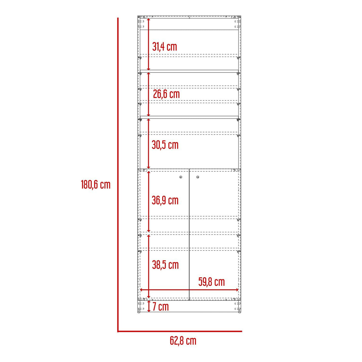 Estantería Home Macadamia 63x181cm con Tres Compartimientos - Bibliotecas y Estanterías | Bylmo