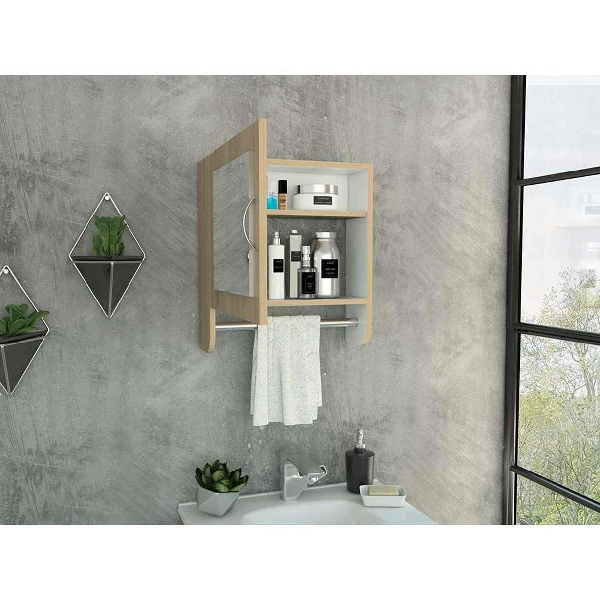 Gabinete de Baño Bath 300 Rovere 45x50cm Cuadrado con Espejo y con Dos Entrepaños - Gabinetes | Bylmo