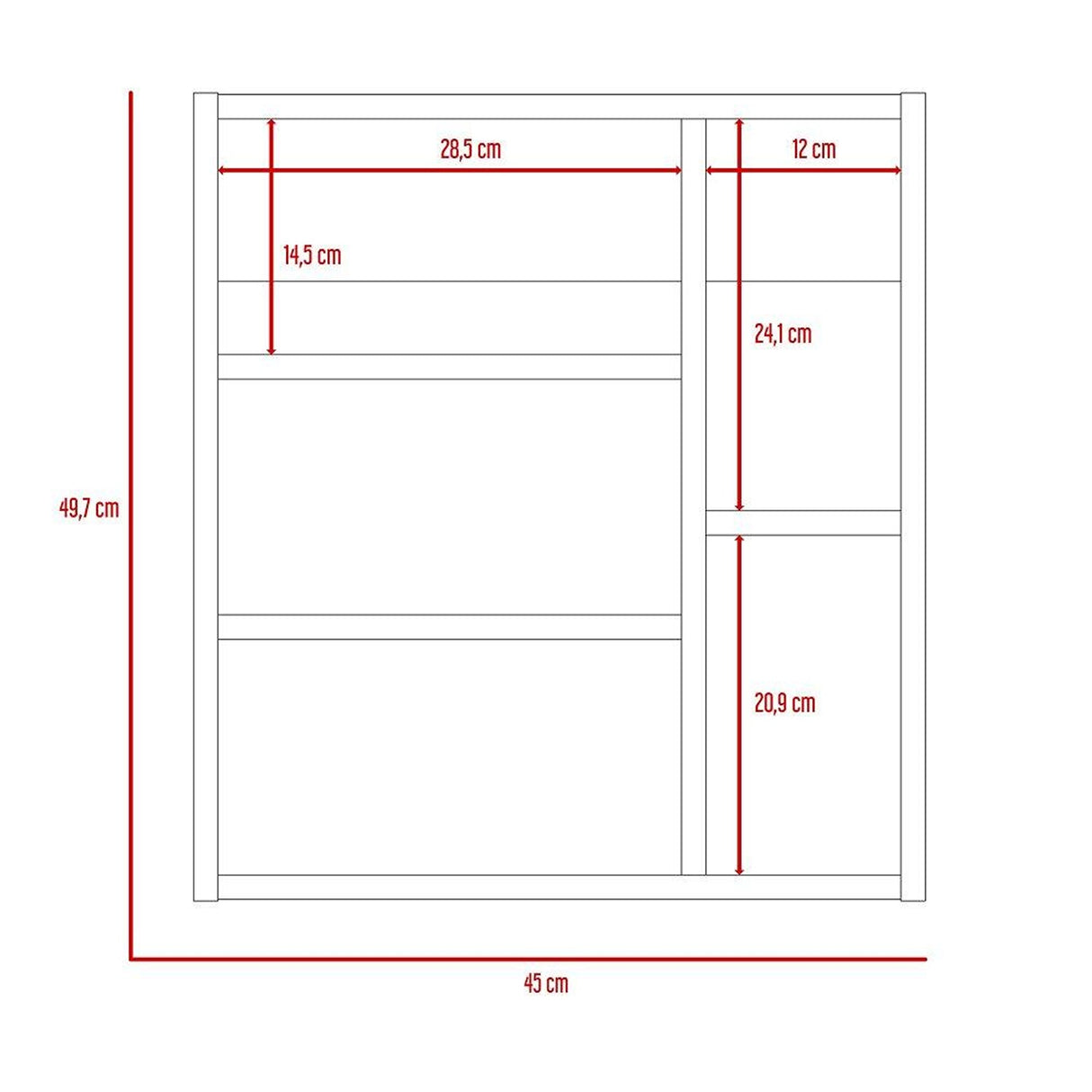 Gabinete de Baño Labelle Miel 45x49.7cm Cuadrado con Espejo y con Tres Entrepaños - Gabinetes | Bylmo