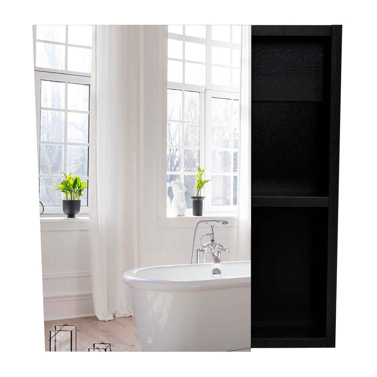 Gabinete de Baño Labelle Wengue 45x49.7cm Cuadrado con Espejo y con Tres Entrepaños - Gabinetes de Baño | Bylmo