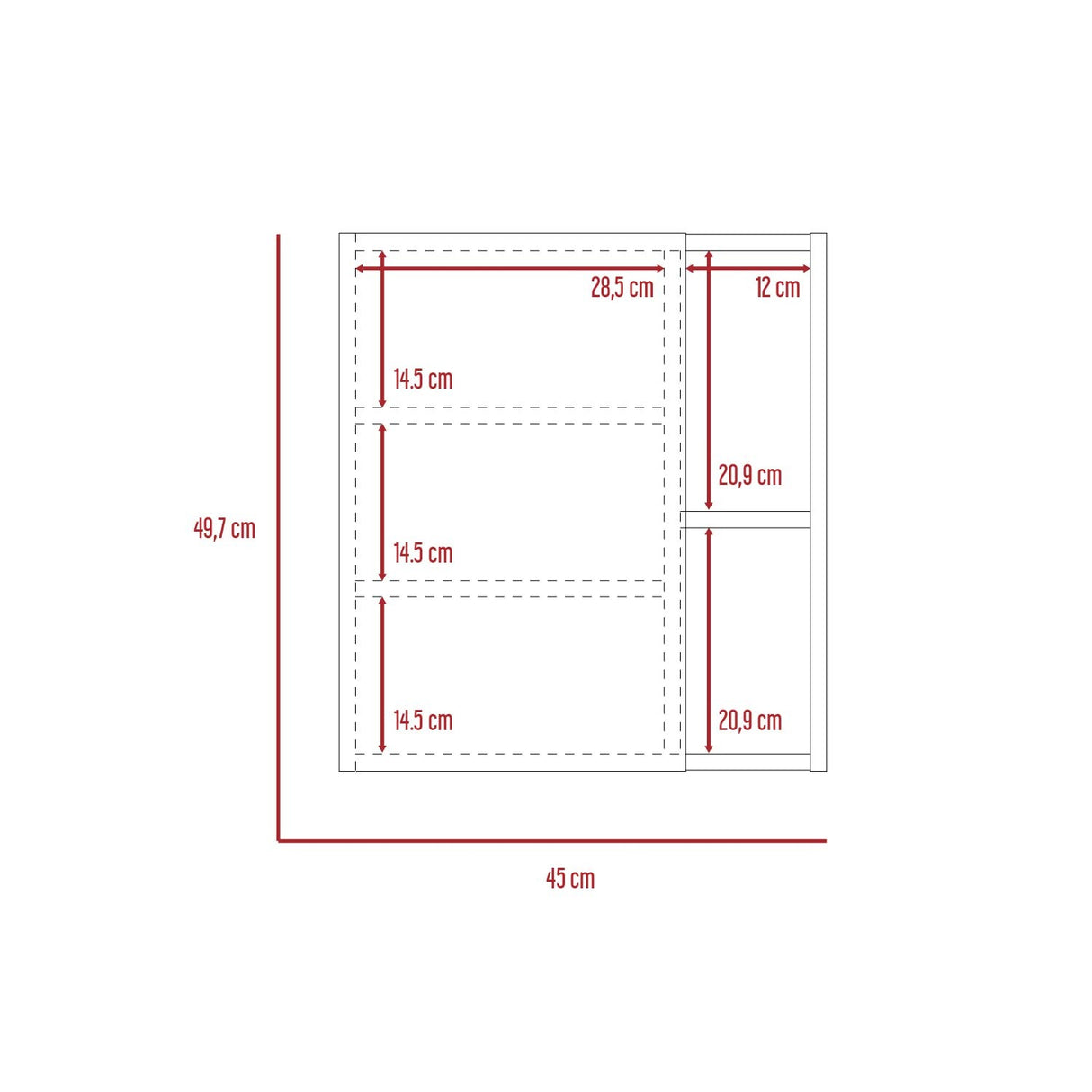 Gabinete de Baño Manchester Wengue 45x49.7cm Cuadrado con Espejo y con Tres Entrepaños - Gabinetes | Bylmo