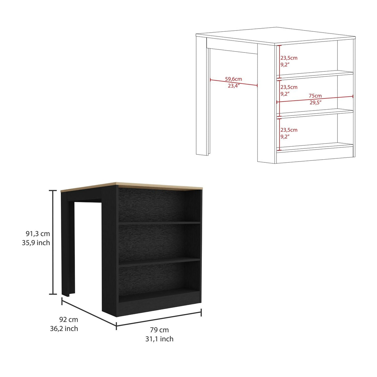 Mesa Auxiliar Tanna Wengue 79 cm Rectangular Elevada - Mesas Auxiliares | Bylmo