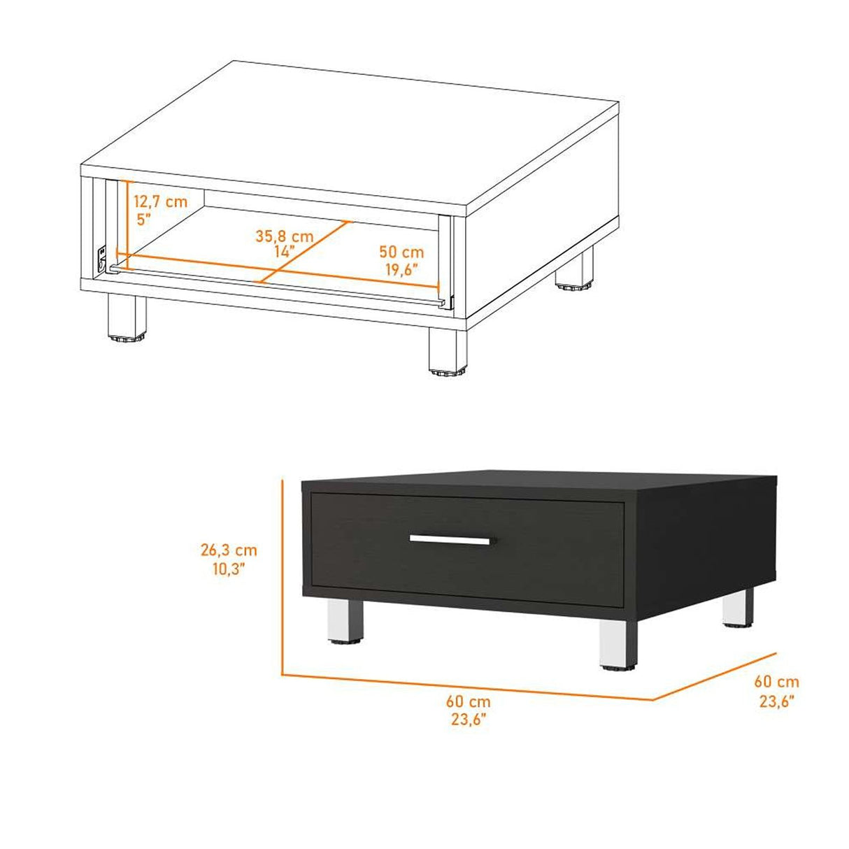 Mesa de Centro Beijing Wengue 60x26.3cm Rectangular con Patas y con Compartimientos - Mesas | Bylmo