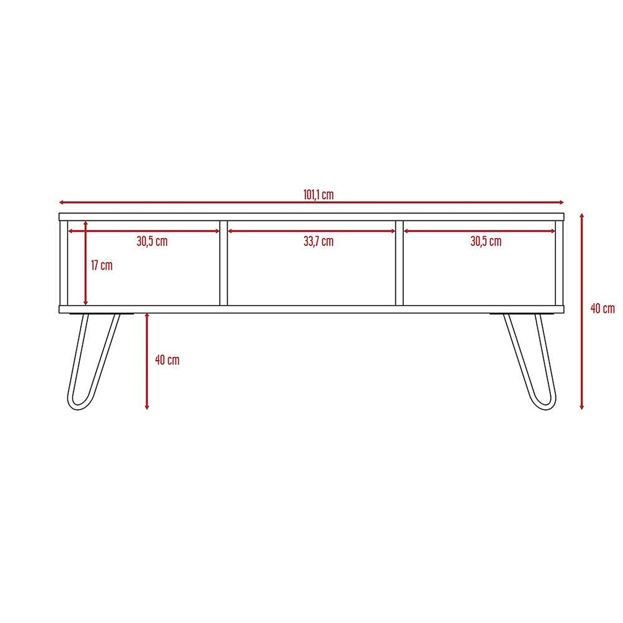 Mesa de Centro Vassel Habano 101.1x40cm Rectangular Con Patas - Mesas | Bylmo