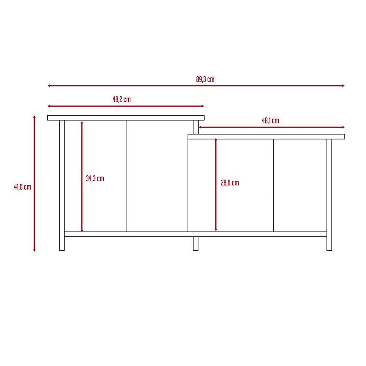 Mesa de Centro Wema Wengue 89.3x41.6cm Rectangular y con Compartimientos