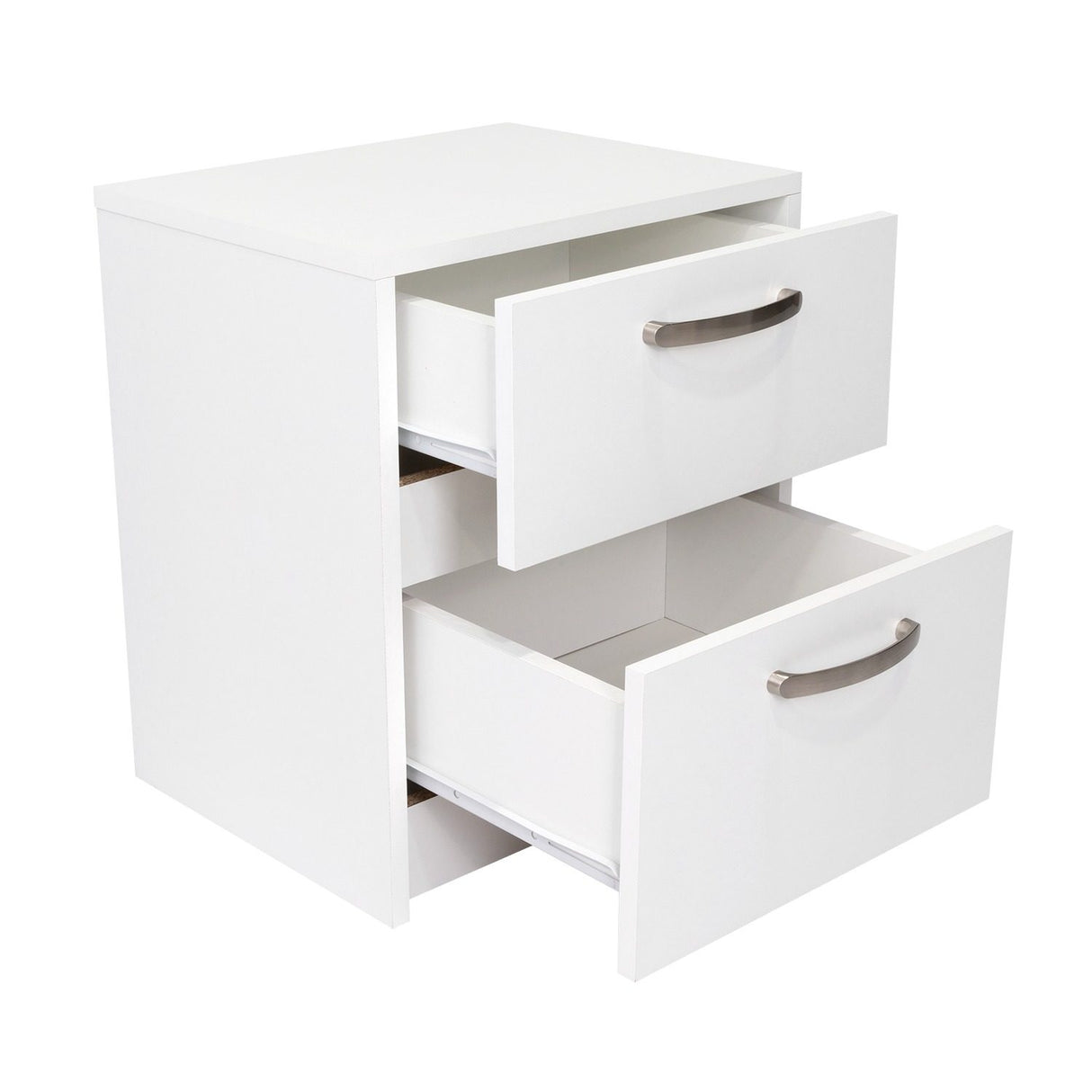 Mesa de Noche Argento Blanco 40x46.5cm con Dos Cajones - Mesas de Noche | Bylmo