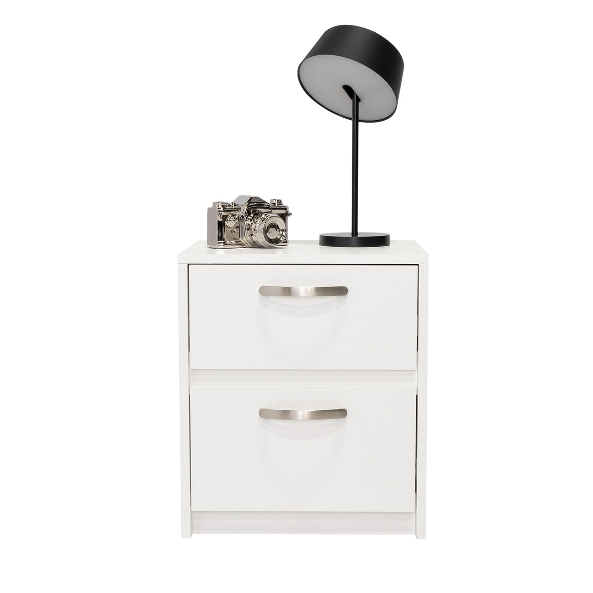 Mesa de Noche Argento Blanco 40x46.5cm con Dos Cajones - Mesas de Noche | Bylmo