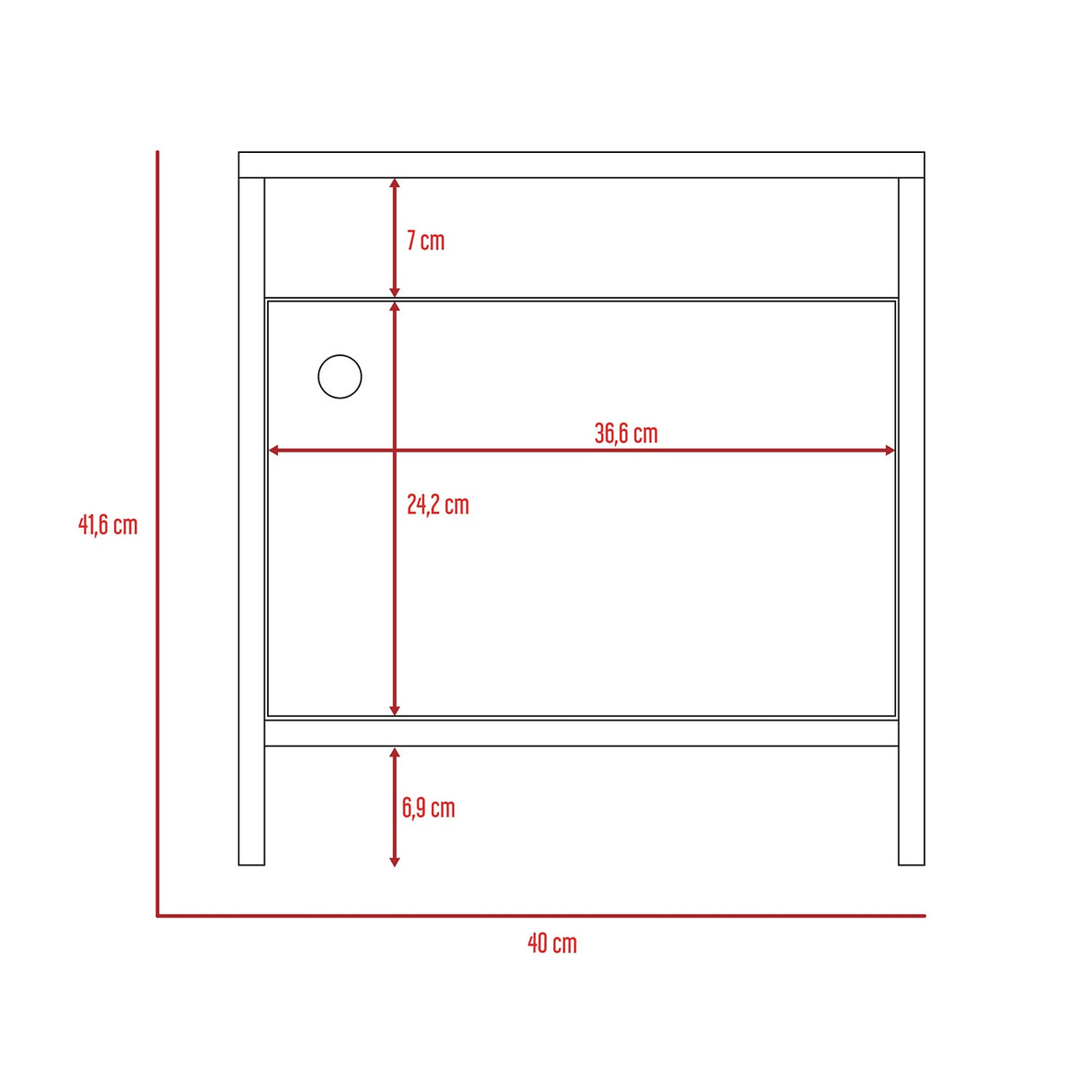 Mesa de Noche Colore Rovere 40x41.6cm con Una Puerta - Mesas de Noche | Bylmo