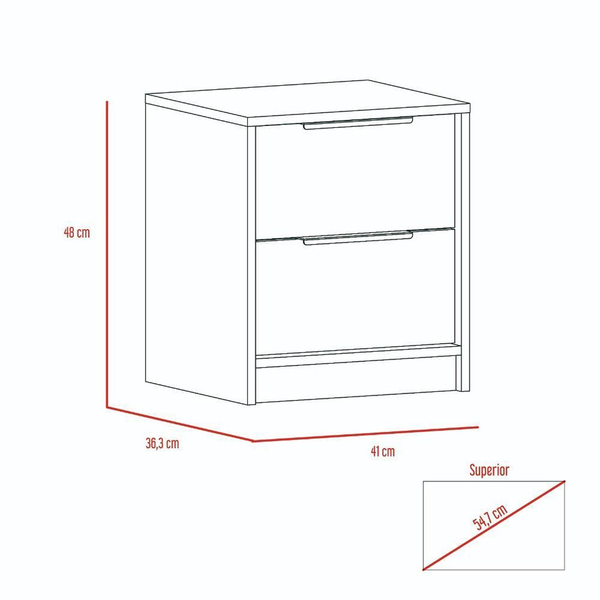 Mesa de Noche Kaia Miel y Blanco 48x41cm con Dos Cajones - Mesas de Noche | Bylmo
