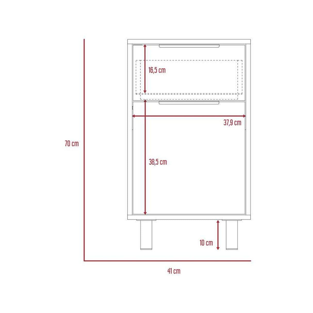 Mesa de Noche Kaia Z Wengue 41x70cm con Un Cajón y con Una Puerta - Mesas de Noche | Bylmo