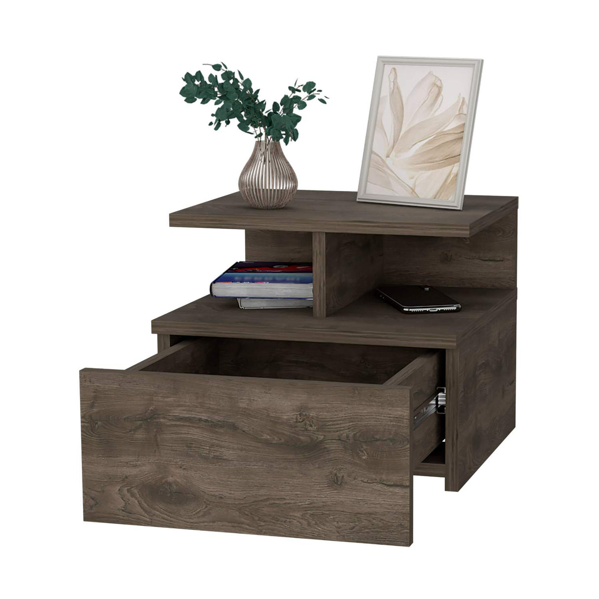 Mesa de Noche Flotante Bellota 36x30cm con Un Cajón y con Un Compartimiento - Mesas de Noche | Bylmo