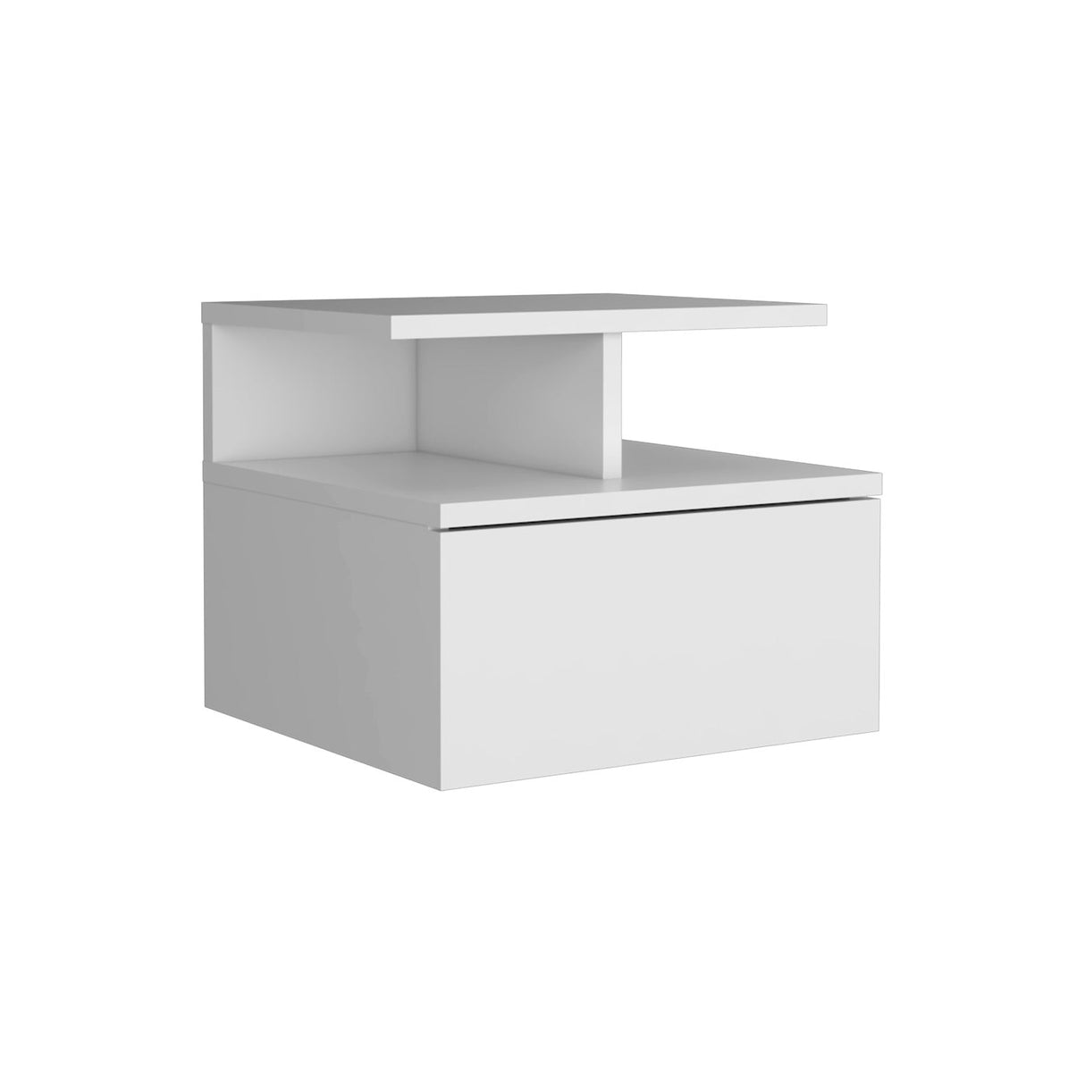 Mesa de Noche Flotante Blanco 36x30cm con Un Cajón y con Un Compartimiento - Mesas de Noche | Bylmo