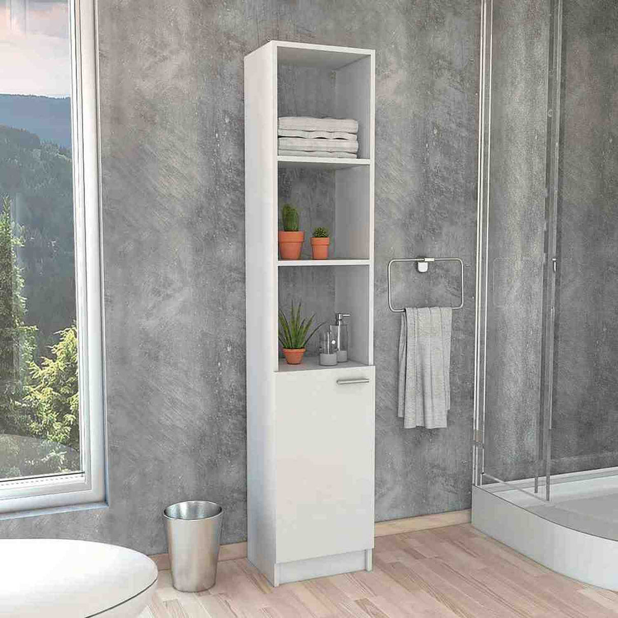 Optimizador de Baño Bath Blanco 33x162.2cm sin Cajones y con Dos Entrepaños - Gabinetes | Bylmo
