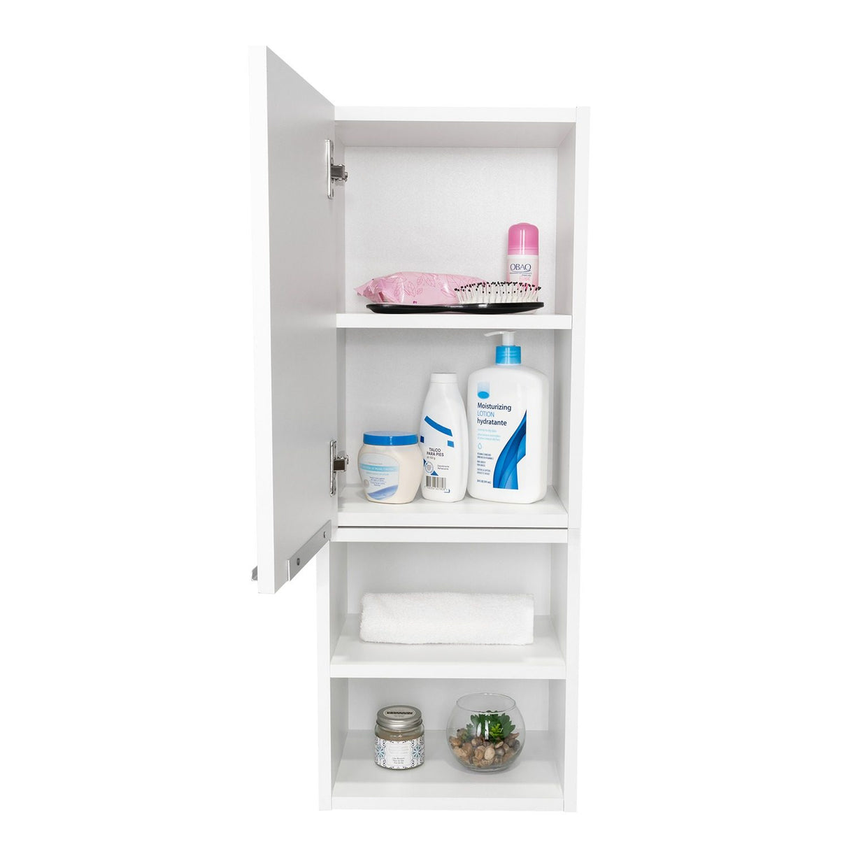 Gabinete de Baño Jules Blanco 30x80cm Rectangular sin Espejo y con Dos Entrepaños - Gabinetes | Bylmo