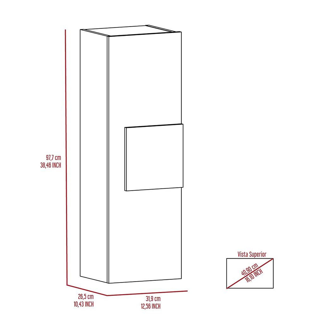 Gabinete de Baño Vanguard Blanco y Duna 31.9x97.7cm Rectangular con Dos Entrepaños - Gabinetes | Bylmo