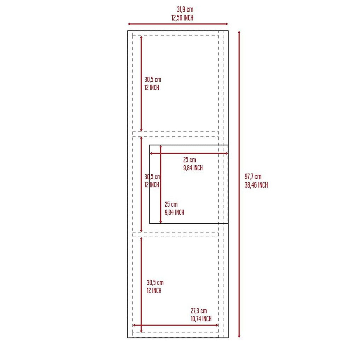 Gabinete de Baño Vanguard Blanco y Duna 31.9x97.7cm Rectangular con Dos Entrepaños - Gabinetes | Bylmo