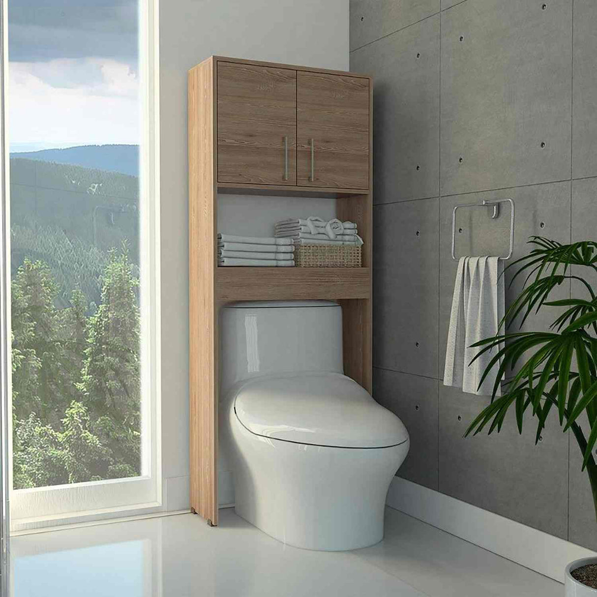 Optimizador de Baño Barcelona Miel 63x160cm sin Cajones y con Un Entrepaño - Gabinetes | Bylmo