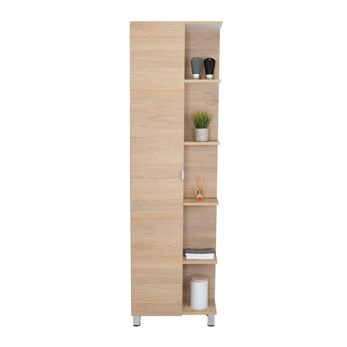 Optimizador de Baño Bath Rovere y Blanco 51.2x178.1cm sin Cajones y con Cuatro Entrepaños - Gabinetes | Bylmo