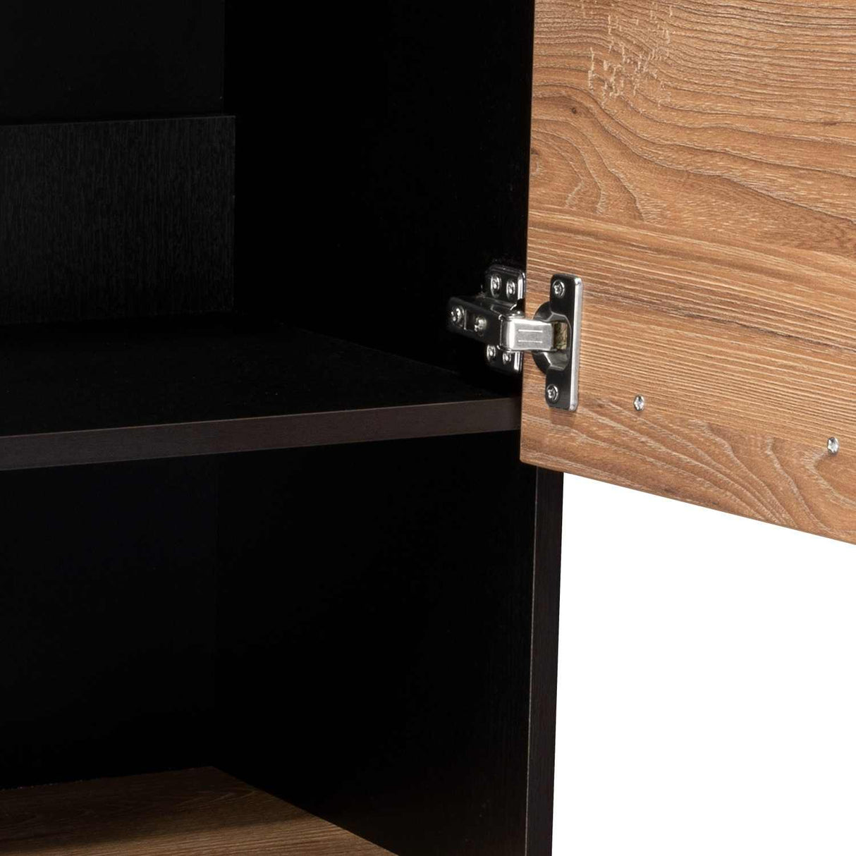 Mueble Microondas Luna Miel y Wengue 60 cm con Cuatro Puertas y Entrepaño - Muebles Organizadores | Bylmo