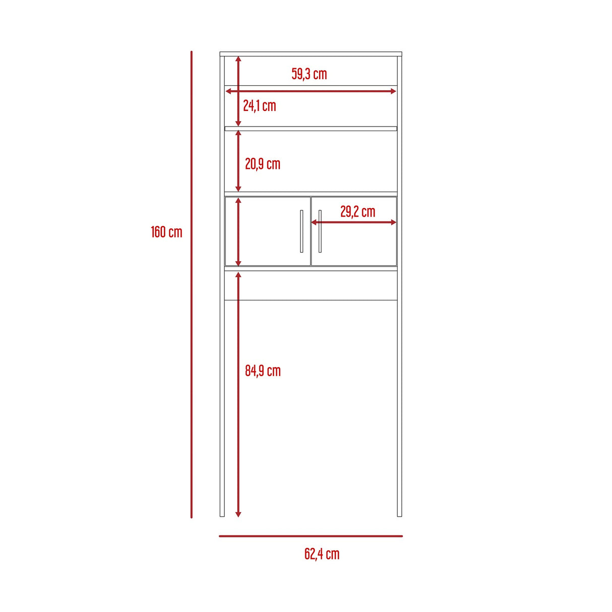 Optimizador de Baño Bath Blanco 60x60cm sin Cajones y con Un Entrepaño - Muebles para Baño | Bylmo
