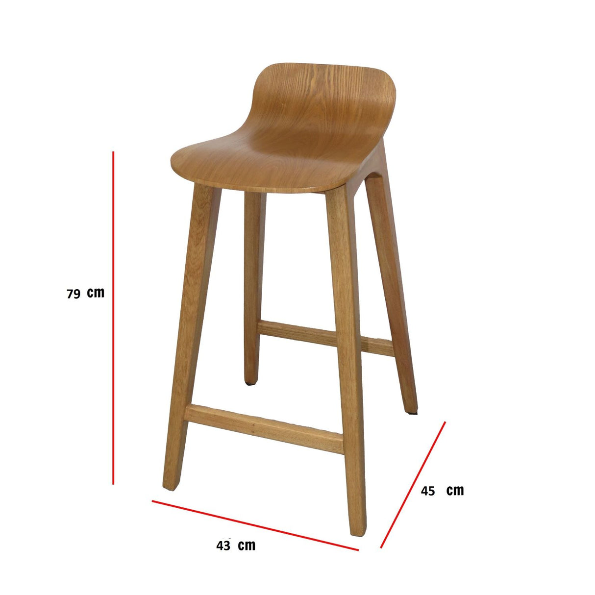 Set x 2 Sillas Bar Madrid Madera 43x70cm Asiento Cuadrado con Espaldar - Sillas y Butacos | Bylmo