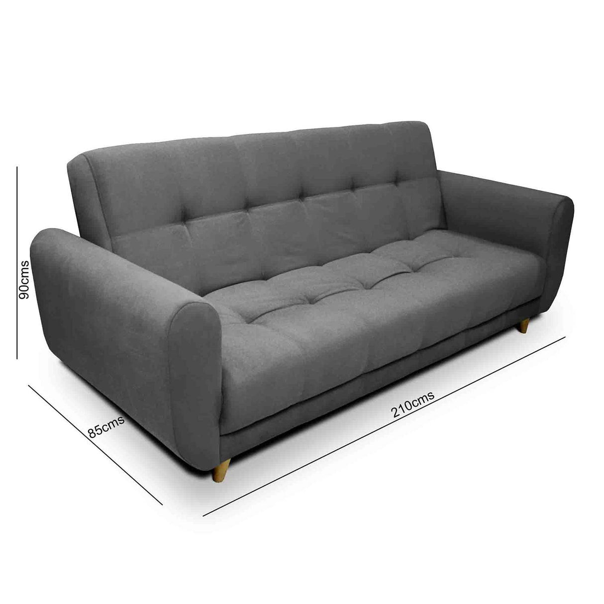 Sala Clic Clac Archer Gris 210 cm con Sofá de 3 Puestos y 2 Poltronas Reclinables