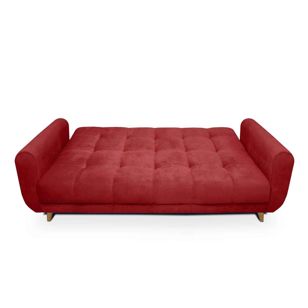 Sala Clic Clac Archer Rojo 210 cm con Sofá de 3 Puestos y 2 Poltronas Reclinables Camel