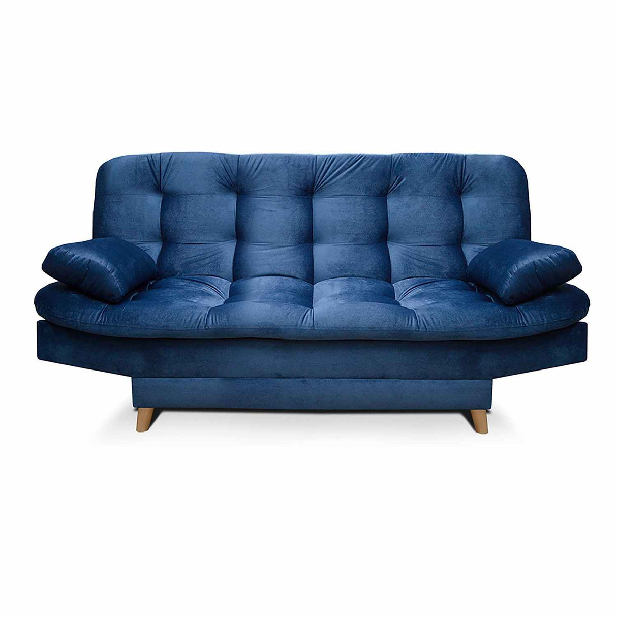 Sala Clic Clac Fendik Azul 210 cm con Sofá de 3 Puestos, 2 Poltronas Reclinables y Cojines Decorativos