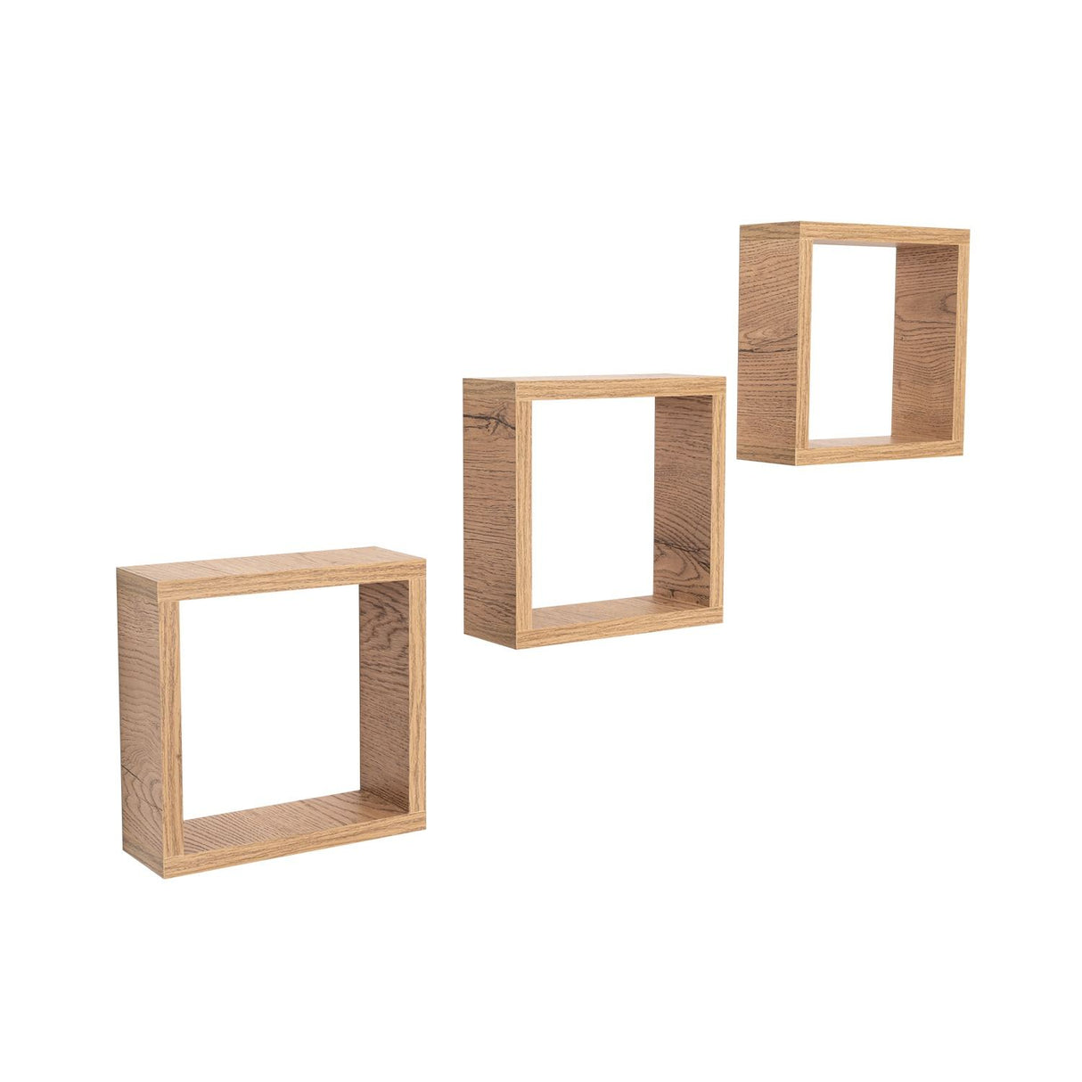 Set de 3 Repisas Eros Rovere 21x21cm Cuadrado con Un Entrepaño - Repisas y Percheros | Bylmo